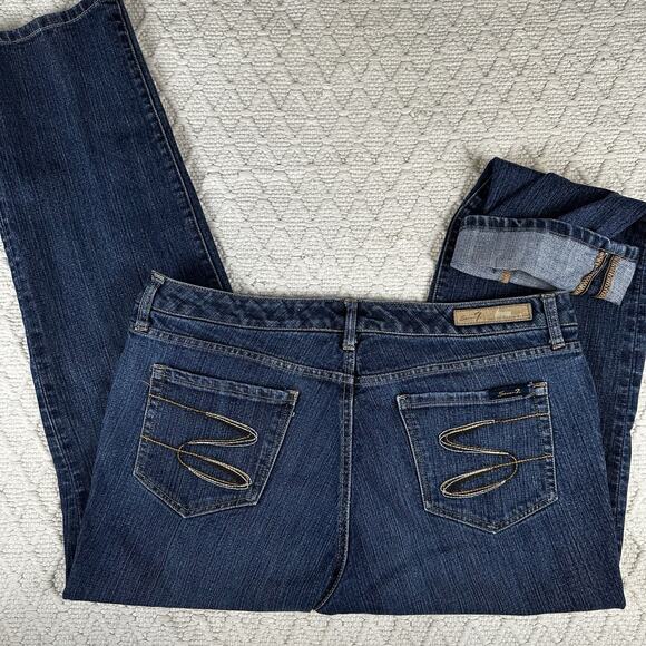 Seven7 Jeans Womens Size 14 Blue Straight Light Wash Cotton Blend Stretch Denim - Picture 1 of 9